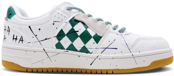 【客製化球鞋】 LiNing李寧 天跡 小丑元素 潑墨 手繪塗鴉 反光鞋帶 休閒 低幫 板鞋 男款 白綠 Order 【客製化球鞋】 LiNing李寧 天跡 小丑元素 潑墨 手繪塗鴉 反光鞋帶 休閒 低幫 板鞋 男款 白綠