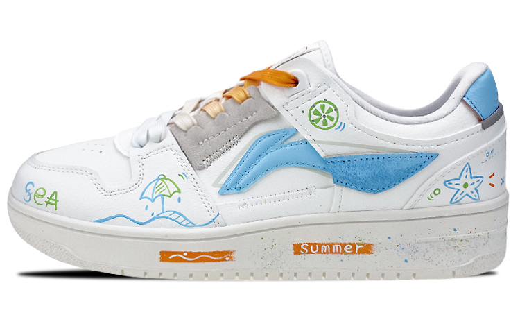 Buy 【定制球鞋】【預售】LiNing李寧 天跡 情人節主題 塗鴉 夏日 沙灘椰樹 可愛 情侶 禮物 低幫 板鞋 男款 白橙