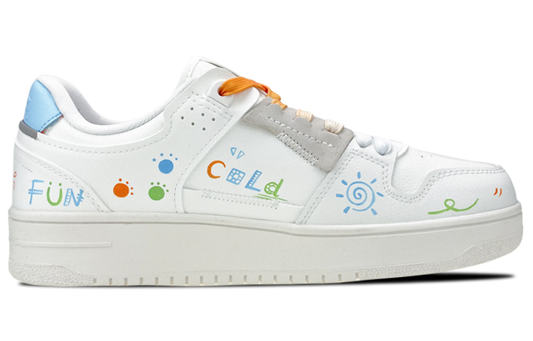 Order 【定制球鞋】【預售】LiNing李寧 天跡 情人節主題 塗鴉 夏日 沙灘椰樹 可愛 情侶 禮物 低幫 板鞋 男款 白橙