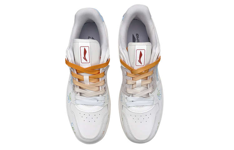 Shop 【定制球鞋】【預售】LiNing李寧 天跡 情人節主題 塗鴉 夏日 沙灘椰樹 可愛 情侶 禮物 低幫 板鞋 男款 白橙