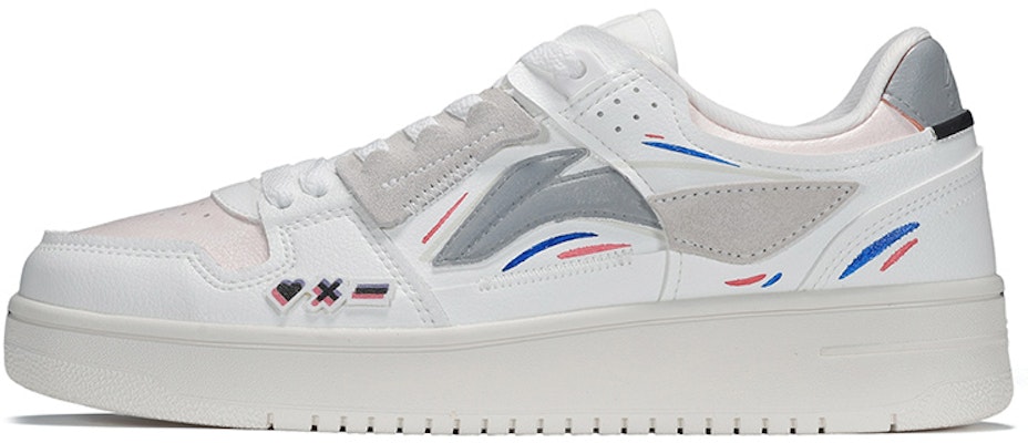 【定制球鞋】 LiNing李寧 天跡 二次元線條 潮流元素皮貼 低幫 板鞋 男款 白粉 Buy 【定制球鞋】 LiNing李寧 天跡 二次元線條 潮流元素皮貼 低幫 板鞋 男款 白粉