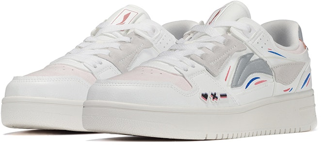 【定制球鞋】 LiNing李寧 天跡 二次元線條 潮流元素皮貼 低幫 板鞋 男款 白粉 Lookbook 【定制球鞋】 LiNing李寧 天跡 二次元線條 潮流元素皮貼 低幫 板鞋 男款 白粉