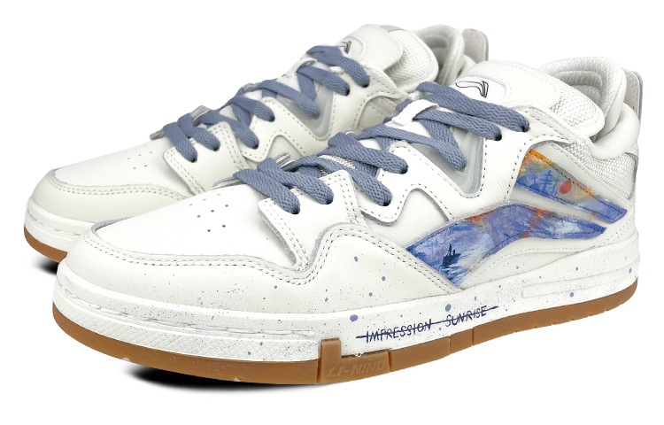 Lookbook 【定製球鞋】 LiNing李寧 惟吾 PRO 是在玩鞋 莫奈 日出印象 藝術 油畫 塗鴉 潑墨 低幫 板鞋 男款 白紫