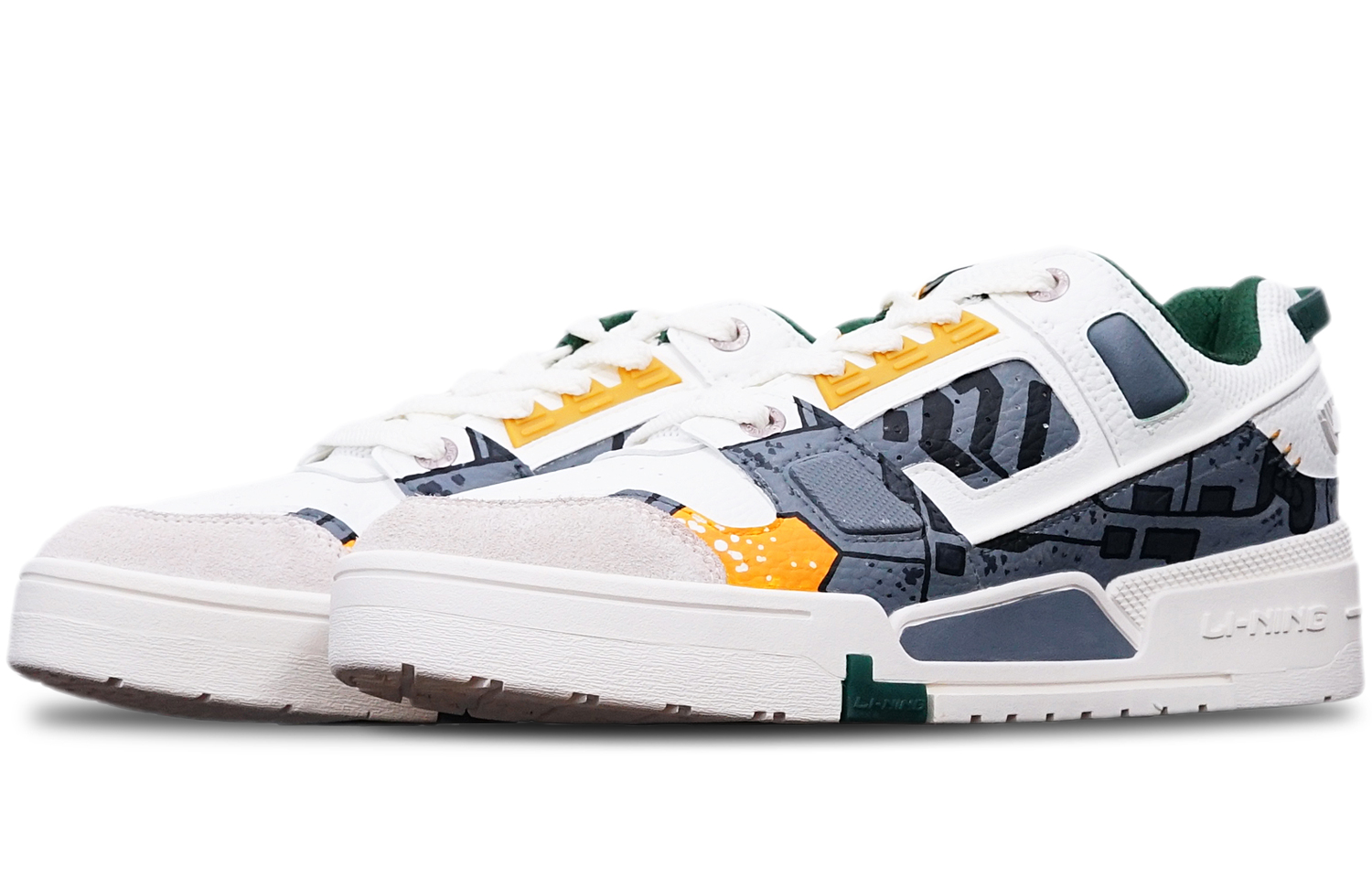 Lookbook [定制鞋] 李宁 x 高达 '赛博朋克白灰' AGCR297-5(TeamT-战损高达机械风白灰橙)