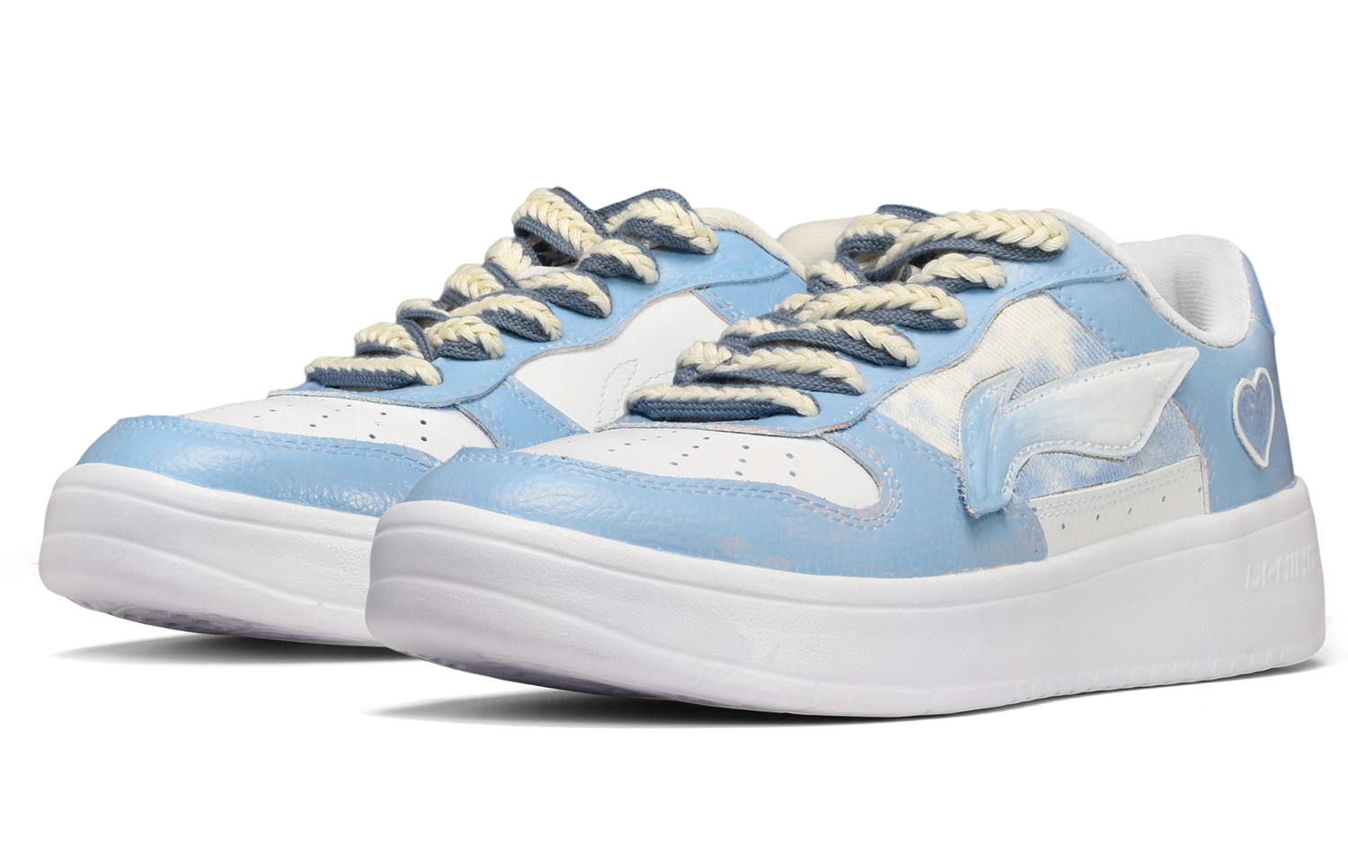 Lookbook 【訂製球鞋】 LiNing李寧 卡斯製造 扎染貼布 鉛筆愛心 低筒 板鞋 男款 白藍