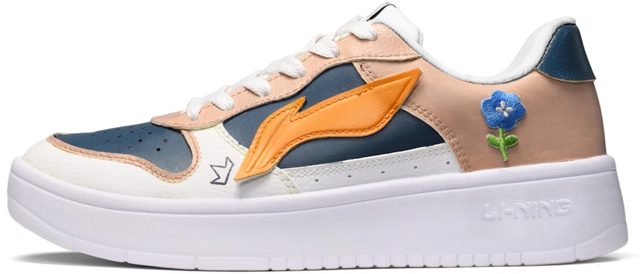 【訂製球鞋】LiNing李寧 卡斯製造 復古撞色 藍色小花 低筒 板鞋 男款 粉藍橙 Buy 【訂製球鞋】LiNing李寧 卡斯製造 復古撞色 藍色小花 低筒 板鞋 男款 粉藍橙