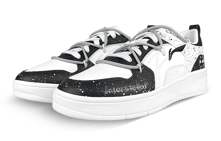 Lookbook [Zapatillas Personalizadas] Li-Ning x SHTY 'Blanco Negro Pinceladas' AGCT147-5(Team叁-男款外星人解构)