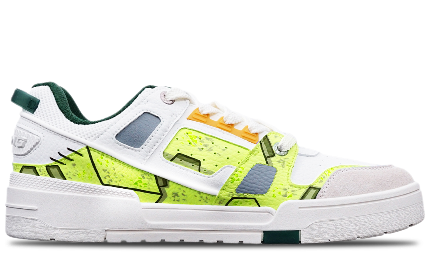 Order [Sepatu Kustom] Li-Ning Kuning Putih Abu 'Gundam Cyberpunk Dilukis Tangan' AGCR297-5(TeamT-战损高达机械风黄白灰)