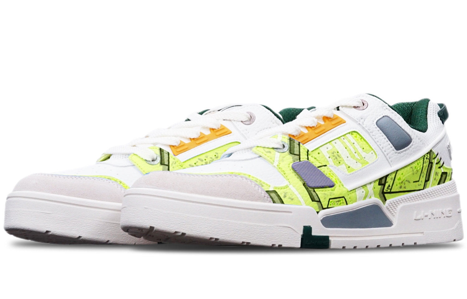 Lookbook [Sepatu Kustom] Li-Ning Kuning Putih Abu 'Gundam Cyberpunk Dilukis Tangan' AGCR297-5(TeamT-战损高达机械风黄白灰)