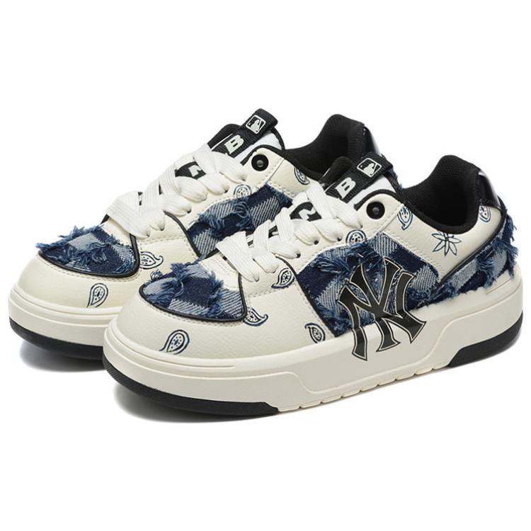 [Custom Shoes] MLB Chunky Dad Sneakers 'Yankees White-Blue Jacquard Checkboard Denim' 圖 3