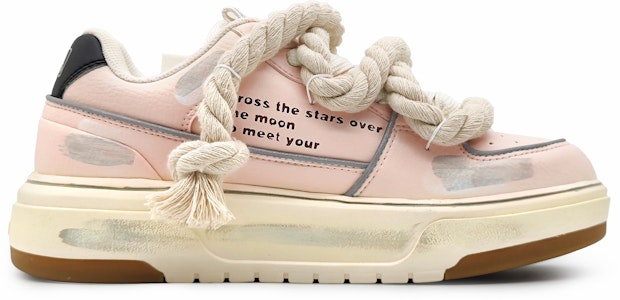 【客製化球鞋】MLB 櫻花樹下 創意塗鴉 麻繩解構 標簽可拆卸 增高 低筒 板鞋 男女同款 淺粉 Order 【客製化球鞋】MLB 櫻花樹下 創意塗鴉 麻繩解構 標簽可拆卸 增高 低筒 板鞋 男女同款 淺粉