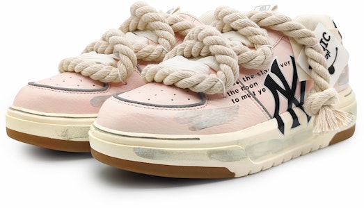 【客製化球鞋】MLB 櫻花樹下 創意塗鴉 麻繩解構 標簽可拆卸 增高 低筒 板鞋 男女同款 淺粉 Lookbook 【客製化球鞋】MLB 櫻花樹下 創意塗鴉 麻繩解構 標簽可拆卸 增高 低筒 板鞋 男女同款 淺粉