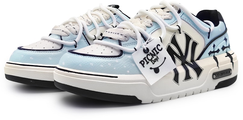 【訂製球鞋】MLB 雪落飛花 海洋 復古十字架 解構 可拆卸標牌 增高 低筒 板鞋 男女同款 海藍 Lookbook 【訂製球鞋】MLB 雪落飛花 海洋 復古十字架 解構 可拆卸標牌 增高 低筒 板鞋 男女同款 海藍