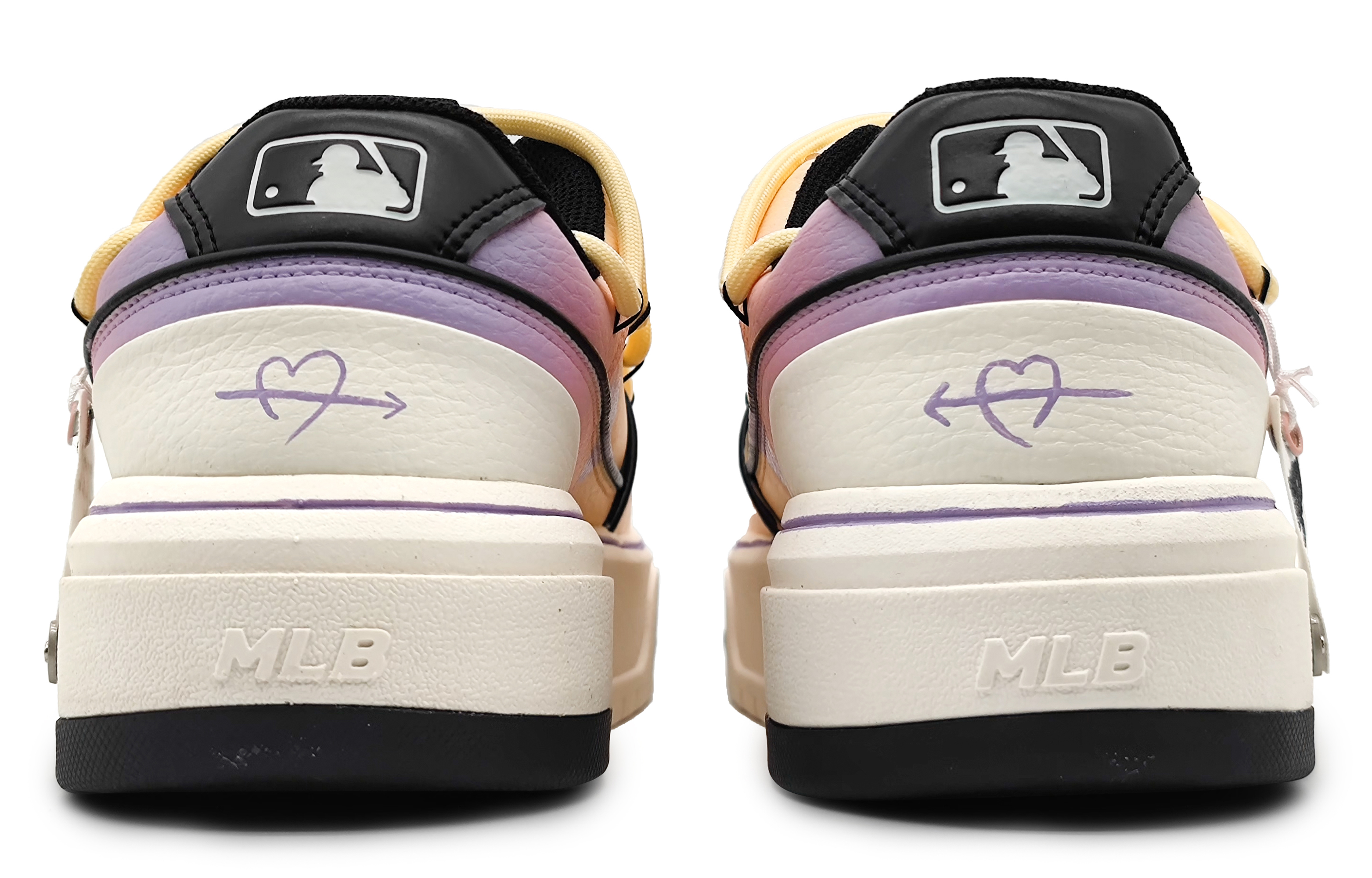 Purchase 【定製球鞋】 MLB 紐約洋基隊 數碼愛心 漸變解構 刺繡標籤 可拆卸 增高 低筒 板鞋 男女同款 黃粉紫
