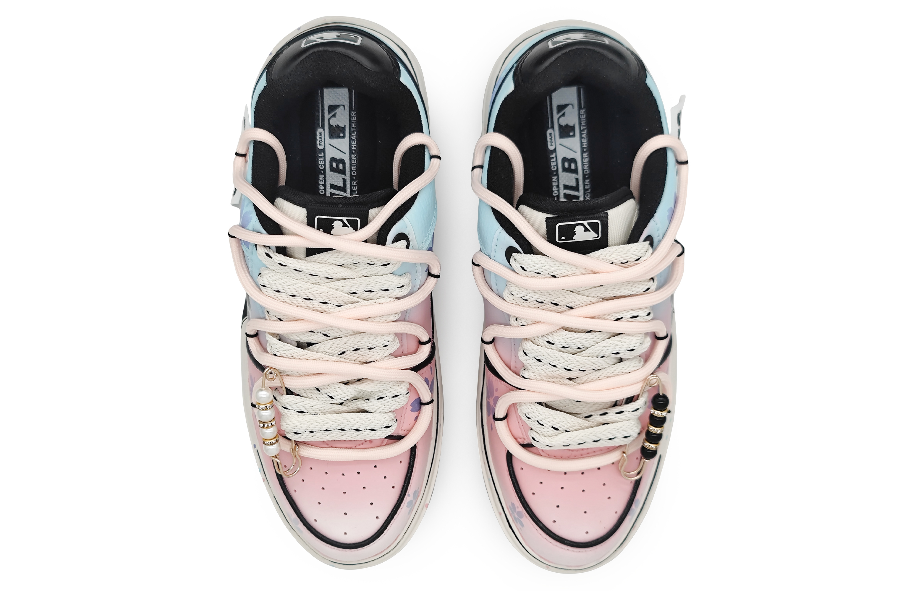 Shop [Kasut Custom] MLB Rendah 'Gradasi Sakura Blossom Biru-Merah Jambu' 3ASXCA12N-50WHS(Team16-樱花解构蓝粉)