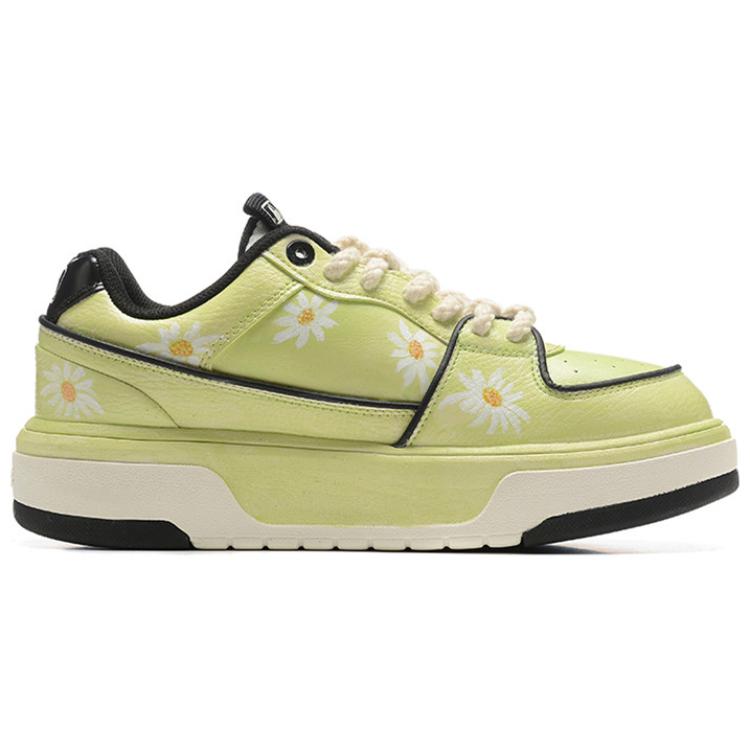 Order 【定製球鞋】MLB 紐約洋基隊厚底 小菊花 繪畫 耐磨增高 低筒 板鞋 男女同款 抹茶黃綠