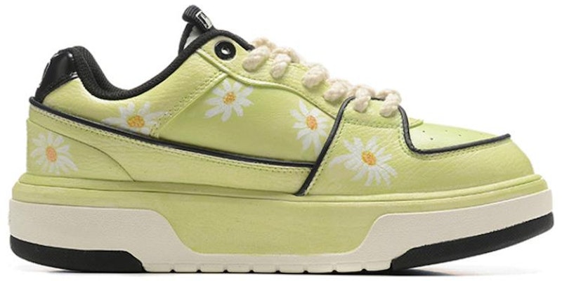 【定製球鞋】MLB 紐約洋基隊厚底 小菊花 繪畫 耐磨增高 低筒 板鞋 男女同款 抹茶黃綠 Order 【定製球鞋】MLB 紐約洋基隊厚底 小菊花 繪畫 耐磨增高 低筒 板鞋 男女同款 抹茶黃綠