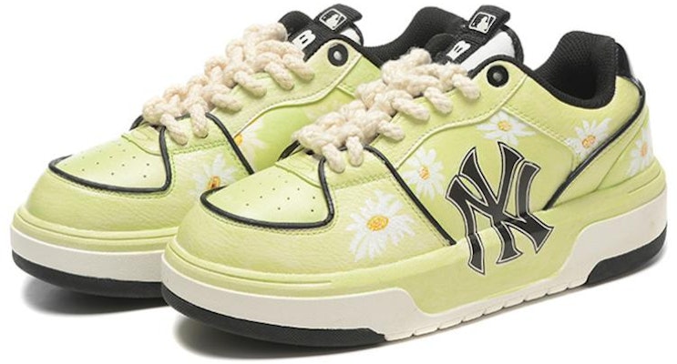 【定製球鞋】MLB 紐約洋基隊厚底 小菊花 繪畫 耐磨增高 低筒 板鞋 男女同款 抹茶黃綠 Lookbook 【定製球鞋】MLB 紐約洋基隊厚底 小菊花 繪畫 耐磨增高 低筒 板鞋 男女同款 抹茶黃綠
