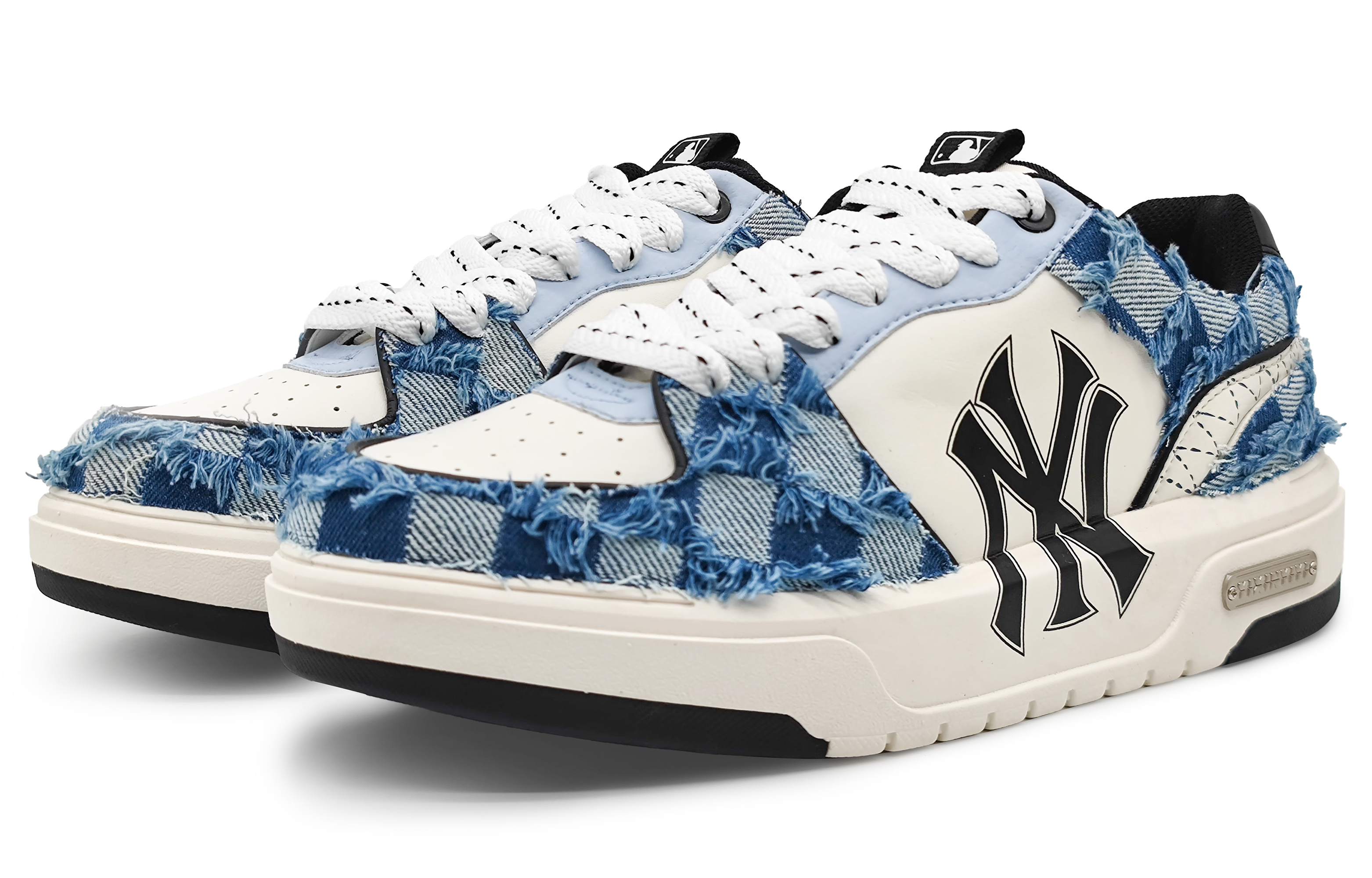 Lookbook [Sepatu Kustom] MLB x Sneakers Kustom 'Denim Kotak-Kotak Koboi Barat' 3ASXCA12N-50WHS(Team16-西部牛仔蓝)