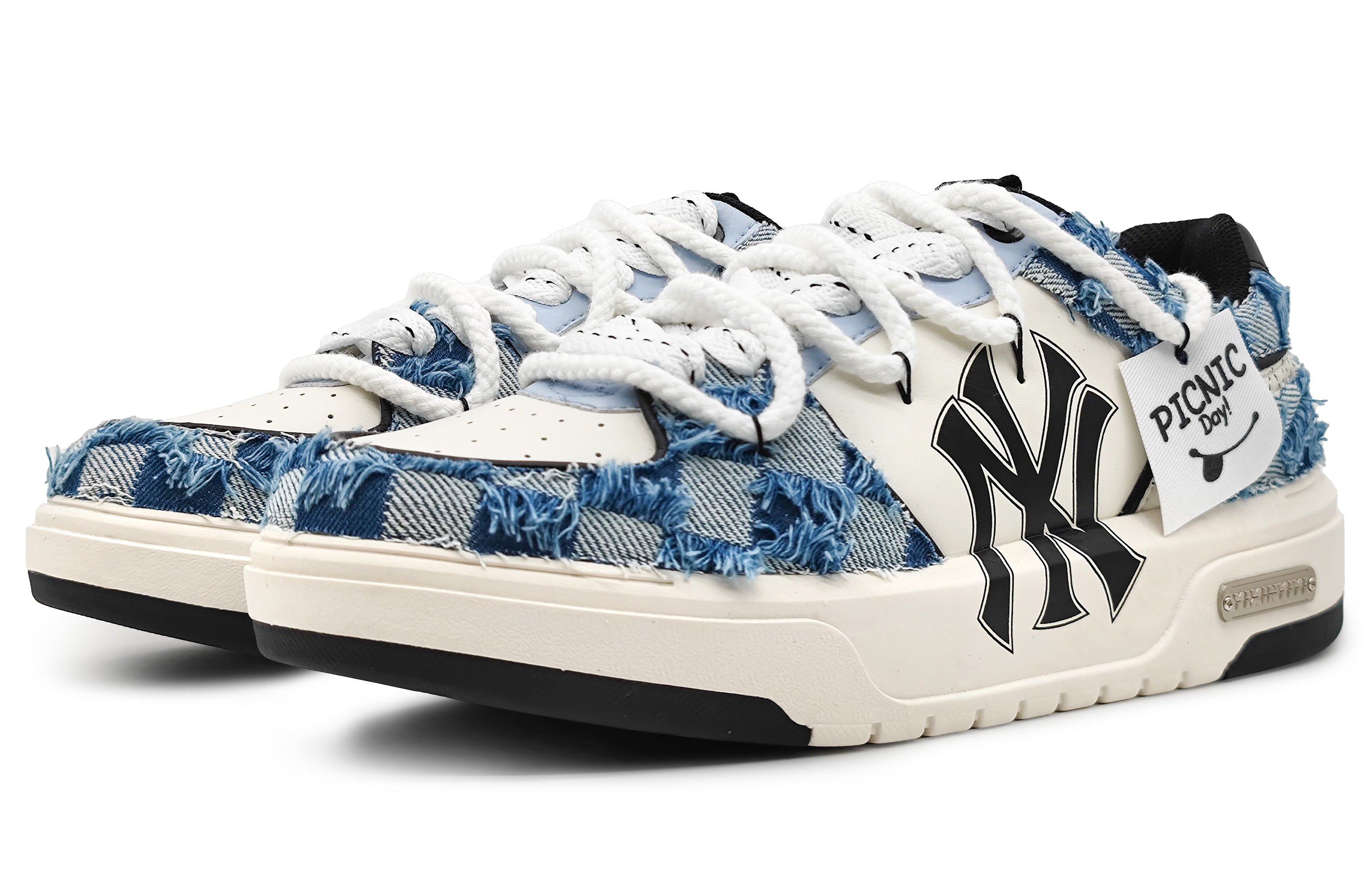 [Custom Shoes] MLB Vans Old Skool 'Yankees Cowboy Checkerboard Denim' 圖 3