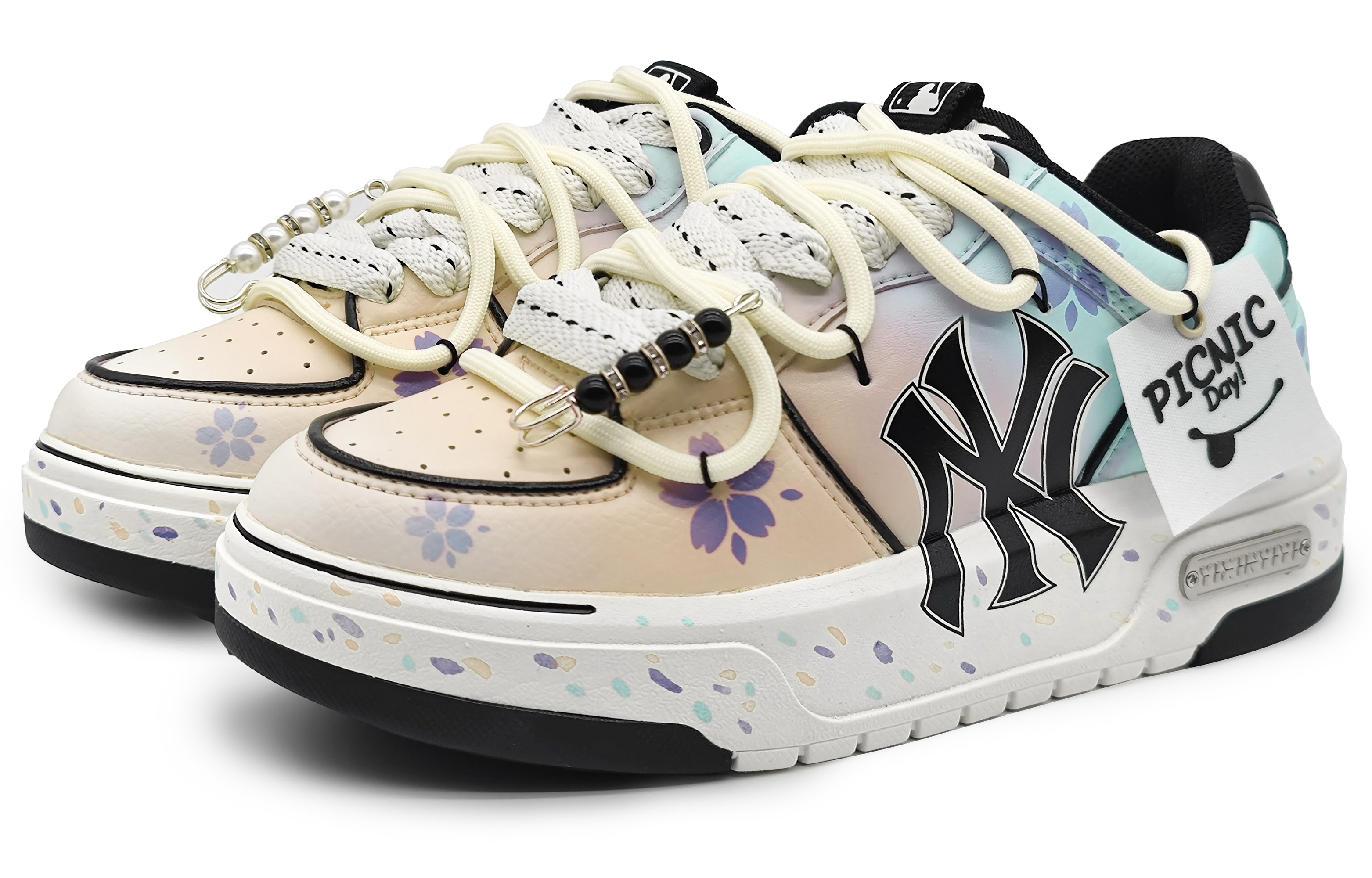 Lookbook [Custom Shoes] MLB Yankees 'Cherry Blossom Gradient Yellow-Green'