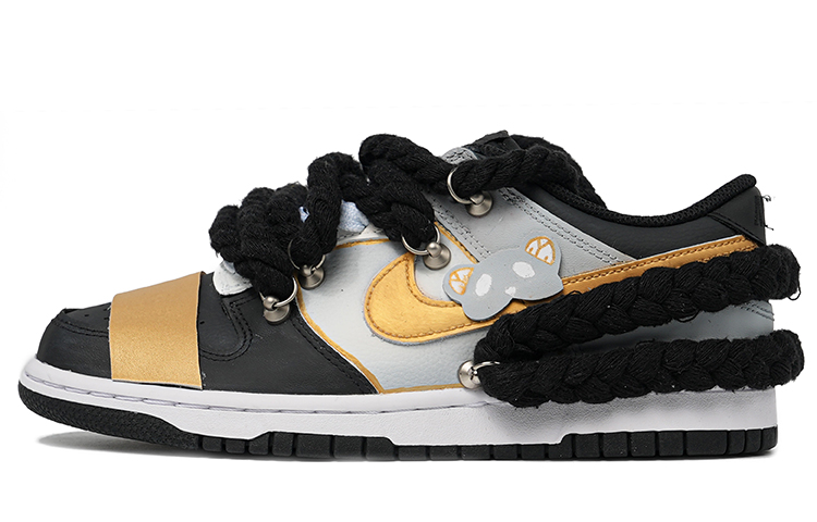 Order [カスタムシューズ] Nike 希有人种潮玩 x Dunk Low Retro 'ブラックゴールドコントラクト' DJ6188-002(TeamM-男款黑色契约联名)
