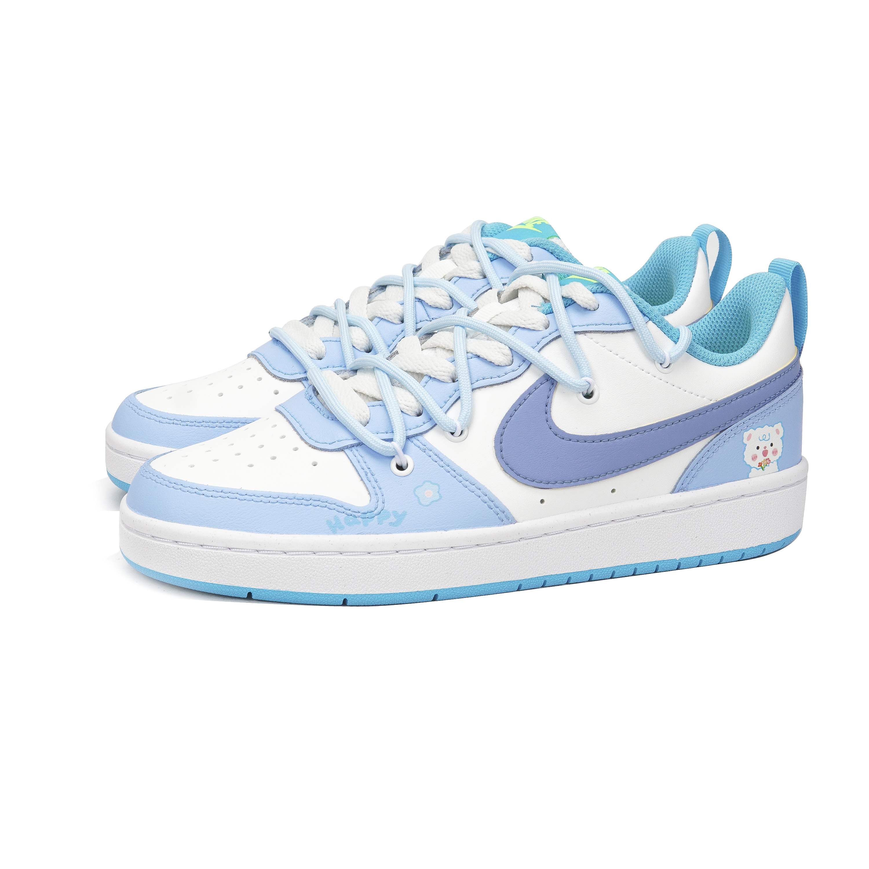 Lookbook [定制鞋] 耐克抡次实验室x Court Borough Low '绣球熊蓝' BQ5448-122(Teamp-捧花小熊S-BOX）