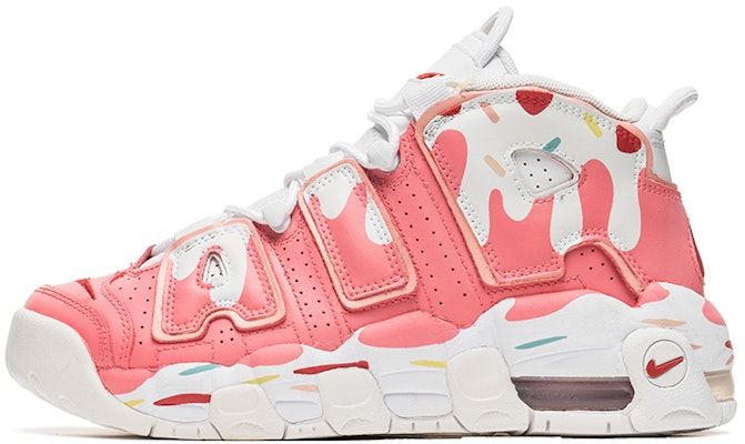 【定製球鞋】 Nike Air More Uptempo 野鶴製造 情人節禮物 草莓冰淇淋 中幫 復古籃球鞋 GS 白粉 Buy 【定製球鞋】 Nike Air More Uptempo 野鶴製造 情人節禮物 草莓冰淇淋 中幫 復古籃球鞋 GS 白粉