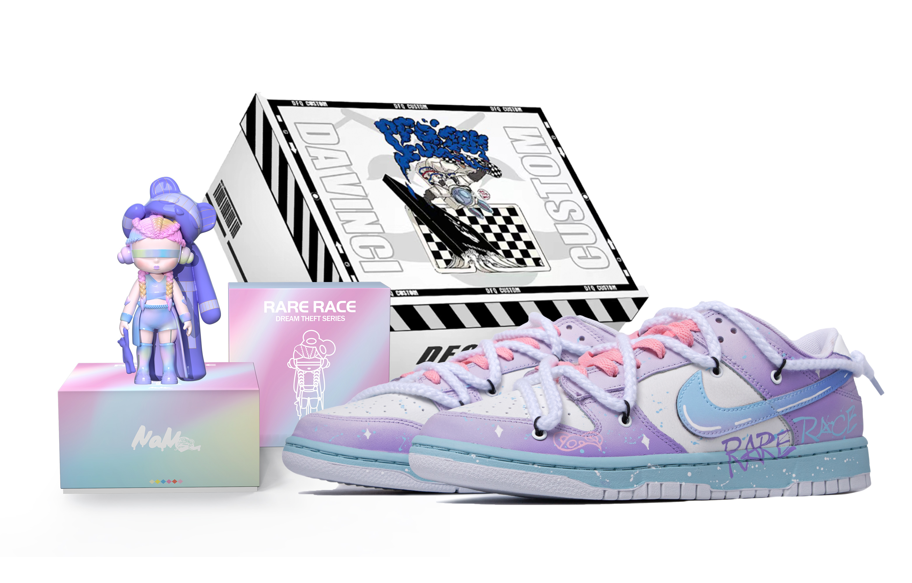 [Custom Shoes] Nike 希有人种 x Dunk Low 'Roland's Romance Pearl Purple-White'
