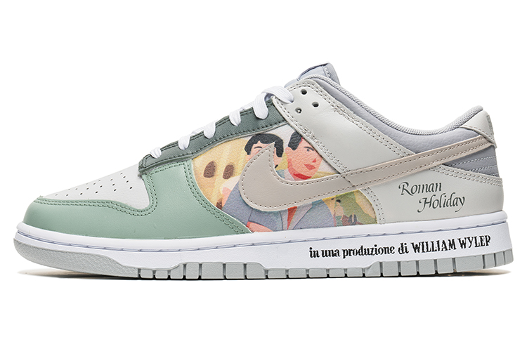 Buy [Kasut Custom] Nike 野鹤制造 x Dunk Low Retro 'Roman Holiday Graffiti Kelabu Hijau' DJ6188-003(TeamB-罗马假日灰绿)