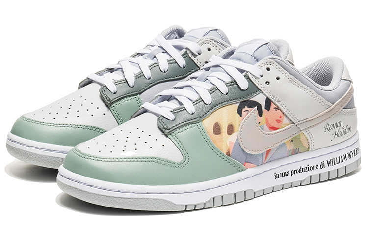 Lookbook [Kasut Custom] Nike 野鹤制造 x Dunk Low Retro 'Roman Holiday Graffiti Kelabu Hijau' DJ6188-003(TeamB-罗马假日灰绿)