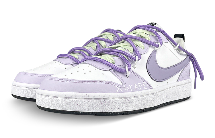 Lookbook 【訂製球鞋】Nike Court Borough Low2 是在玩鞋 x 元氣食堂 小葡萄 解構 低筒 板鞋 GS 白紫
