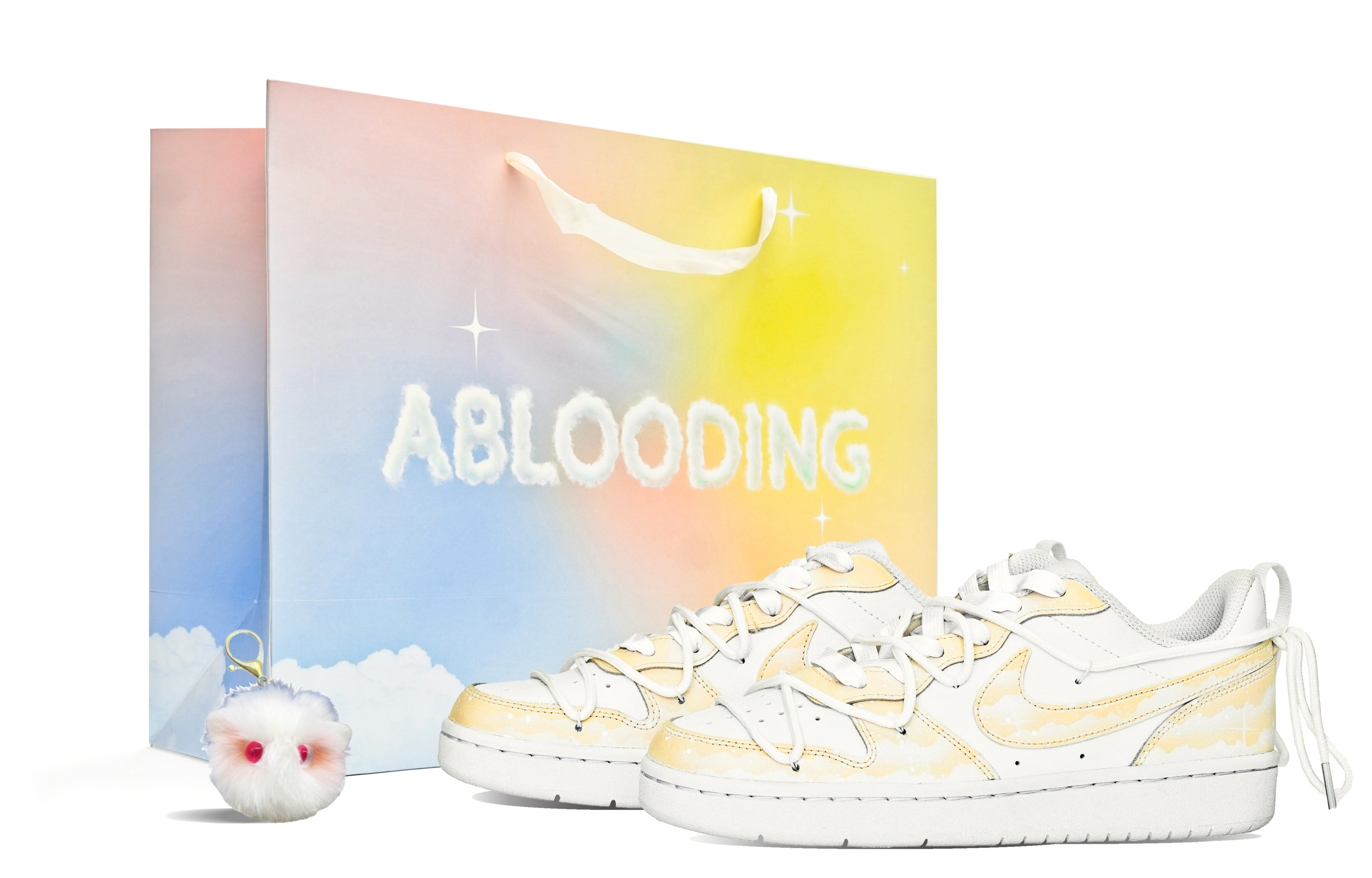 Buy [Sneakers Custom] Nike ABLOODING x Court Borough Low 'Star Kuning - Karamel Pudding' BQ5448-100(Team14-解构黄星S-Box)