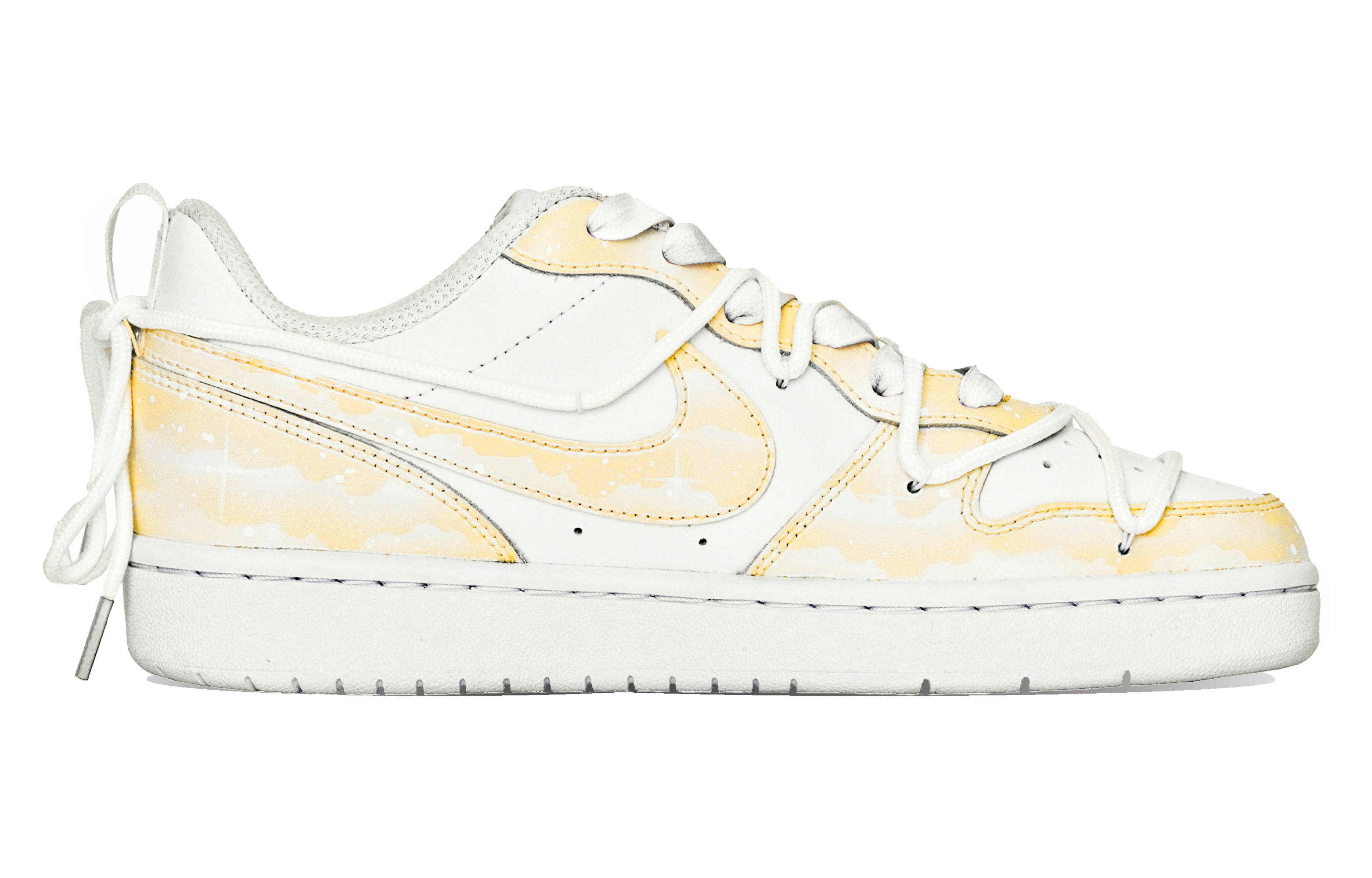 Lookbook [Sneakers Custom] Nike ABLOODING x Court Borough Low 'Star Kuning - Karamel Pudding' BQ5448-100(Team14-解构黄星S-Box)
