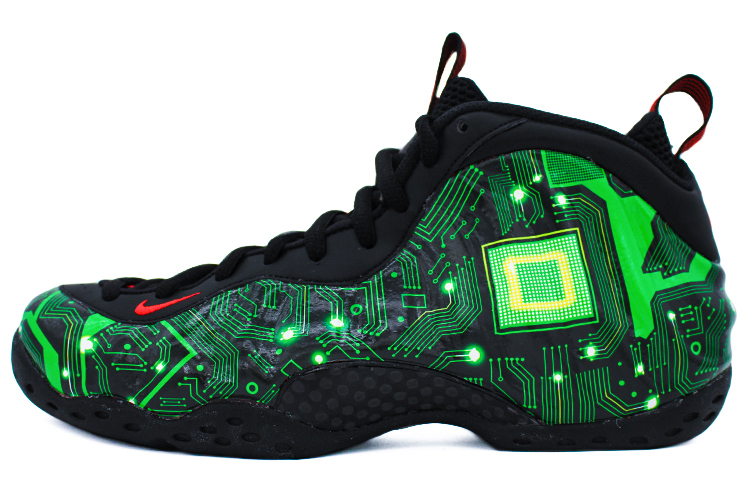 Buy [定制鞋款] 耐克Air Foamposite One '电路科技黑绿' 314996-014(Team2-电路科技喷)