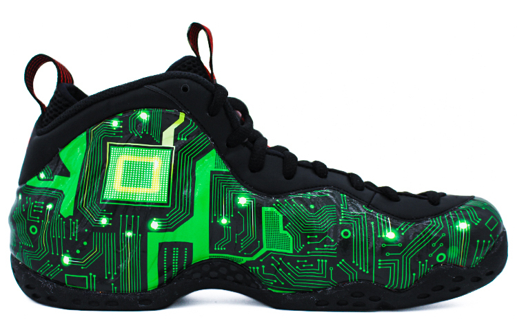 Order [定制鞋款] 耐克Air Foamposite One '电路科技黑绿' 314996-014(Team2-电路科技喷)