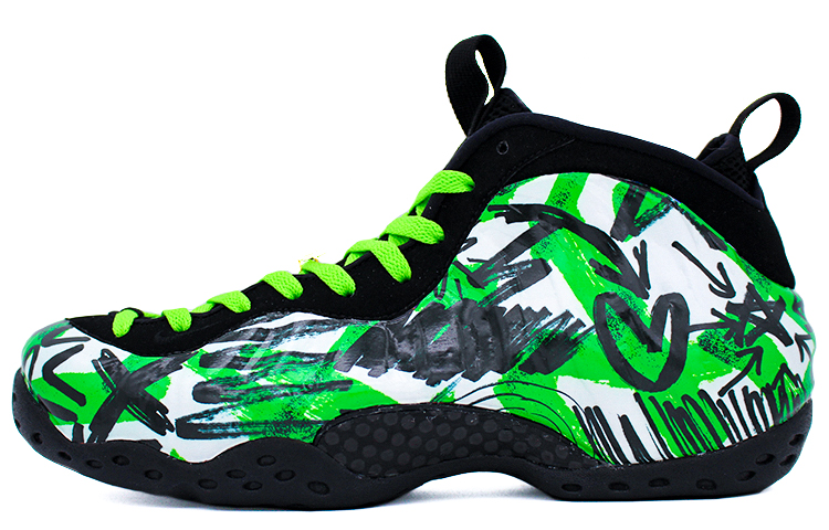 Buy 【定制球鞋】Nike Foamposite One 愛心塗鴉噴泡 復古籃球鞋 男女同款 黑綠色