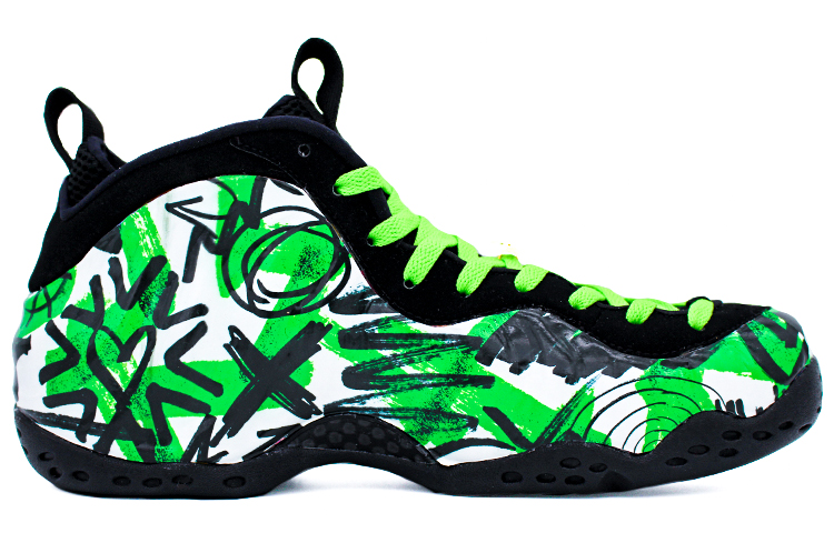 Order 【定制球鞋】Nike Foamposite One 愛心塗鴉噴泡 復古籃球鞋 男女同款 黑綠色