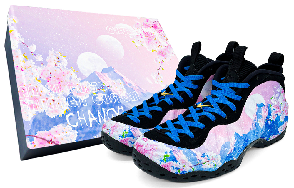 Buy 【訂製球鞋】Nike Foamposite One 雪山櫻花泡沫 中筒 復古籃球鞋 男女款 粉藍色