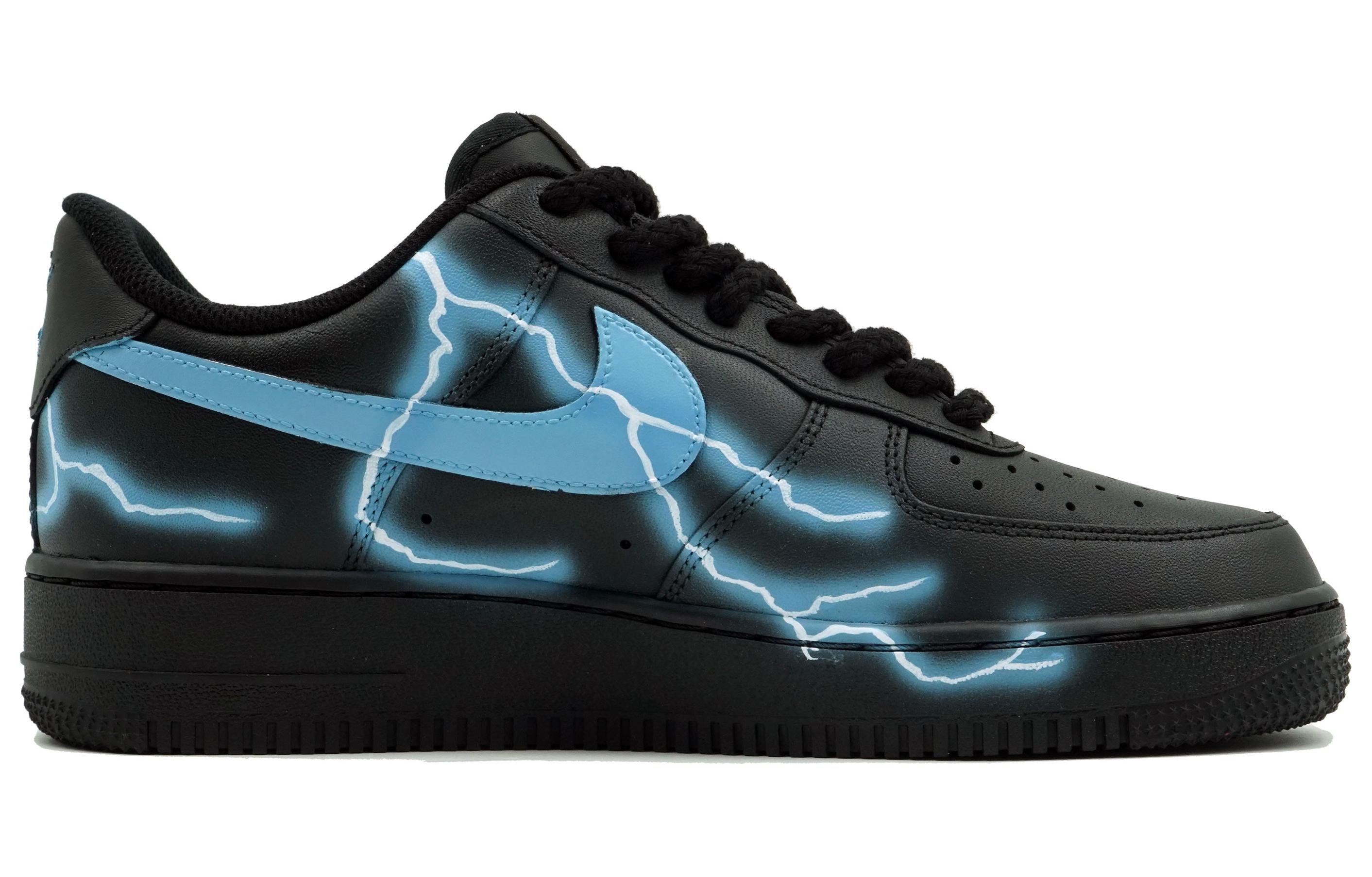 Lookbook [Kasur Khusus] Nike Air Force 1 '07 'Hitam Samurai Biru' CW2288-001(Team113-蓝电光)