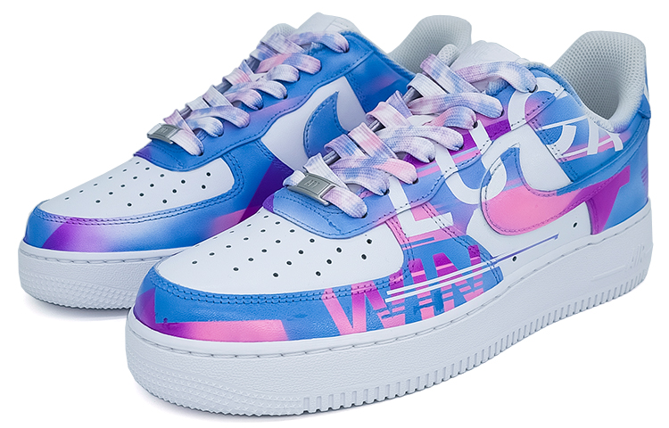 Lookbook [Sepatu Custom] Nike Air Force 1 '07 'Biru Ungu Warna Blok' CW2288-111(TeamNine-极限竞速男款)