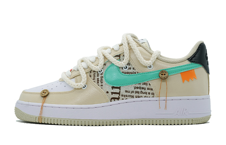 Buy 나이키 에어포스1 '07 "신문 패션" (화이트/윌로우 옐로우) DZ2771-121(Team16-男女款报纸布贴白藤黄)