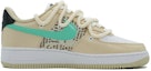 Order 【定制球鞋】Nike Air Force 1 '07 旧時代 英倫風 復古 英文布貼 報紙時尚 綠勾橙標 縫合鈕扣 解構雙鞋帶 低幫 板鞋 男女同款 白藤黃