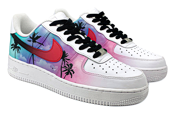 Lookbook 나이키 에어포스 1 '07 '사우스비치 마카롱 페이드' (커스텀) CW2288-111(Team肆-男款喷绘手绘迈阿密)