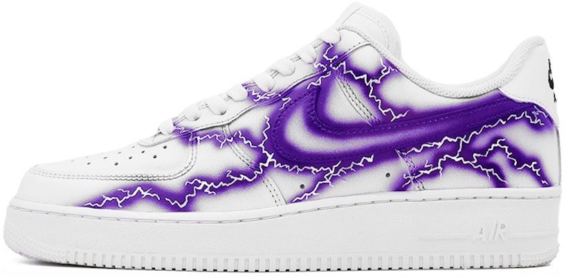 【客製球鞋】Nike Air Force 1 07 風暴閃電 雷霆紫電 紫光閃電網 低筒 板鞋 男款 白紫色 Buy 【客製球鞋】Nike Air Force 1 07 風暴閃電 雷霆紫電 紫光閃電網 低筒 板鞋 男款 白紫色