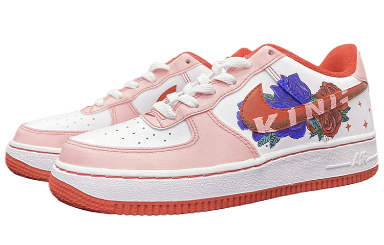 Lookbook 【定制球鞋】Nike Air Force 1 07 Low 空軍一號 低幫 紅白縫線 玫瑰 手繪 白紅藍男神專屬定制 板鞋 男款 白紅藍