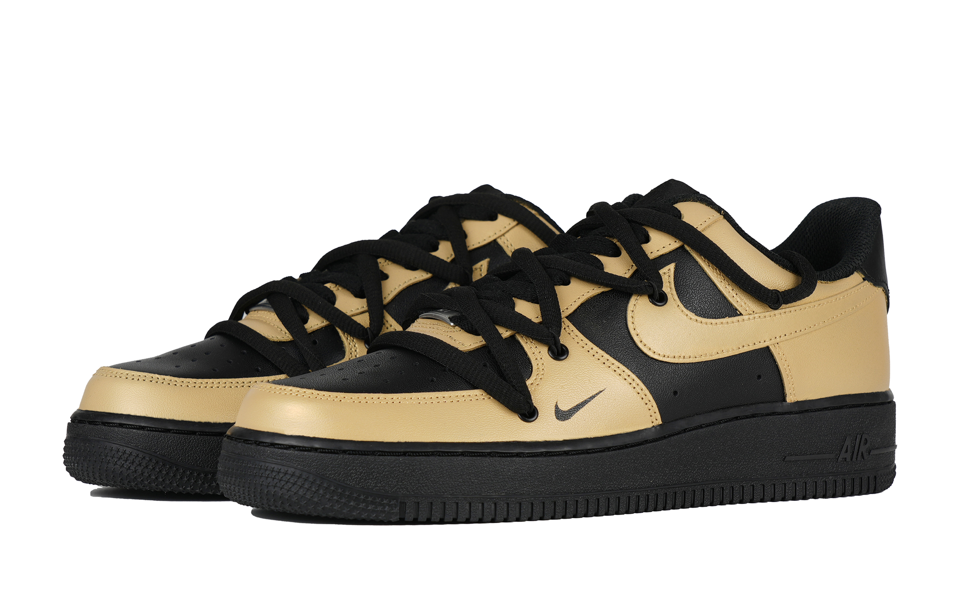 Lookbook 【カスタムシューズ】ナイキ エア フォース 1 '07 ロー "ダークゴールド デコンストラクテッド" CW2288-001(Team42-男女同款暗金黑金)