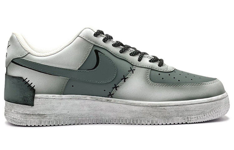 Order 【カスタムシューズ】ナイキ エア フォース 1 '07 ロー 'グレー グリーン エイリアン' CW2288-111(TeamS-贴皮定制)