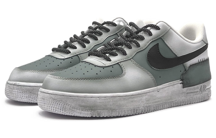 Lookbook 【カスタムシューズ】ナイキ エア フォース 1 '07 ロー 'グレー グリーン エイリアン' CW2288-111(TeamS-贴皮定制)