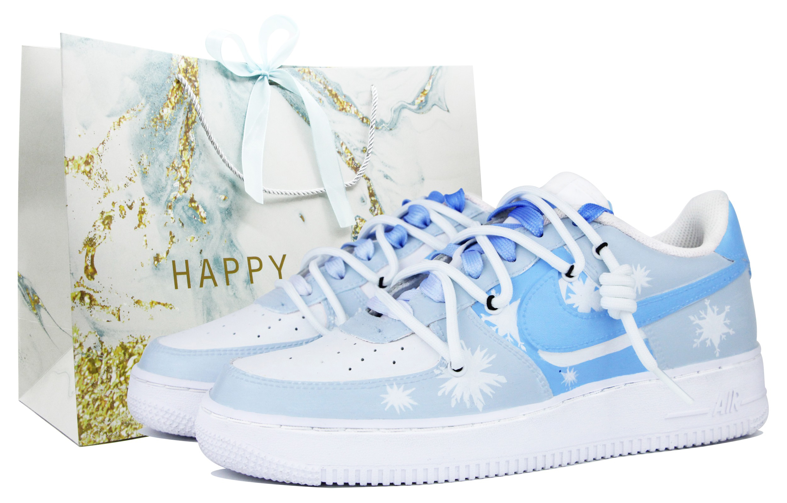 Buy 【定制球鞋】 Nike Air Force 1 Low `07 空軍一號 學生藍系列 雪花 解構 低幫 板鞋 男款 藍白